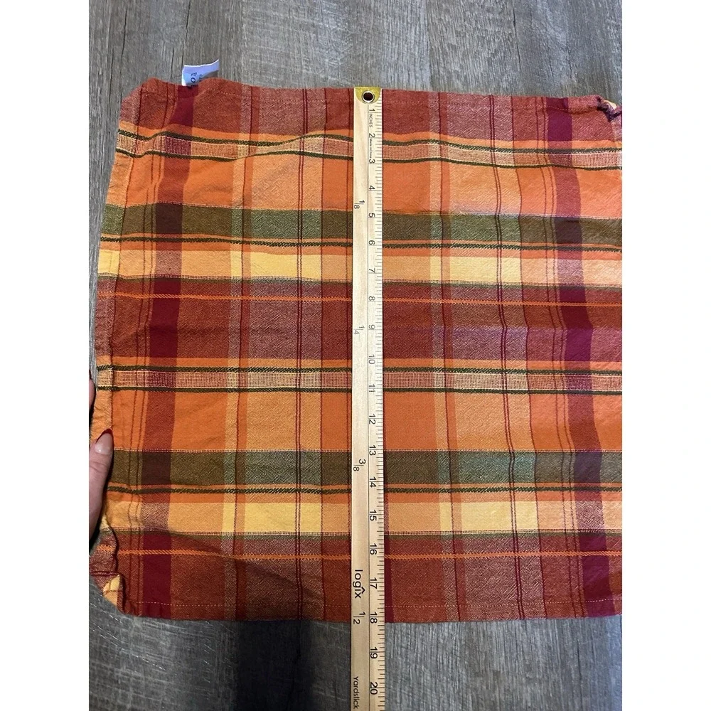 Sonoma Plaid Fall Colors Orange Green‎ Red Yellow Thanksgiving Cloth Napkins 4